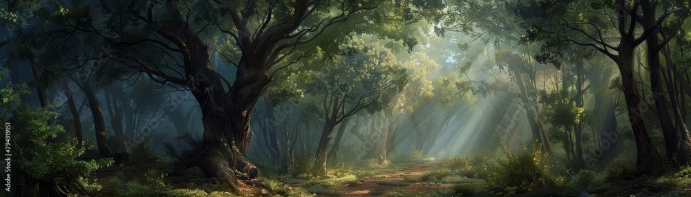 Journey through the forest, where trees stand as sentinels guiding the wayward traveler towards hidden wonders Journey through the forest, where trees stand as sentinels guiding the wayward traveler towards hidden wonders