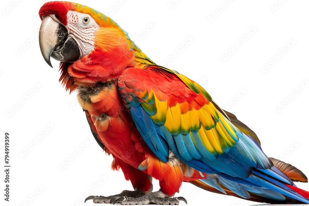 Macaw Parrot On Transparent Background.