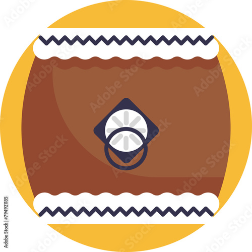Tis icon symbolizes the powerful and rhythmic Taiko drum, an essential element of Japanese music and festivals, known for its deep, resonant beats and energetic performances.