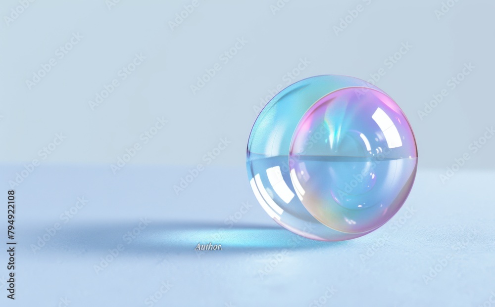 Photo of a single soap bubble on a white background Photo of a single soap bubble on a white background