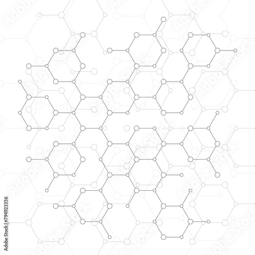 Geometric pattern from hexagons. Technology and science background. Molecular structure of chemical elements. photo