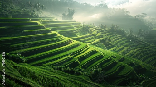 The intricately layered rice terraces and vibrant colors create a stunning tapestry of nature s artistry.