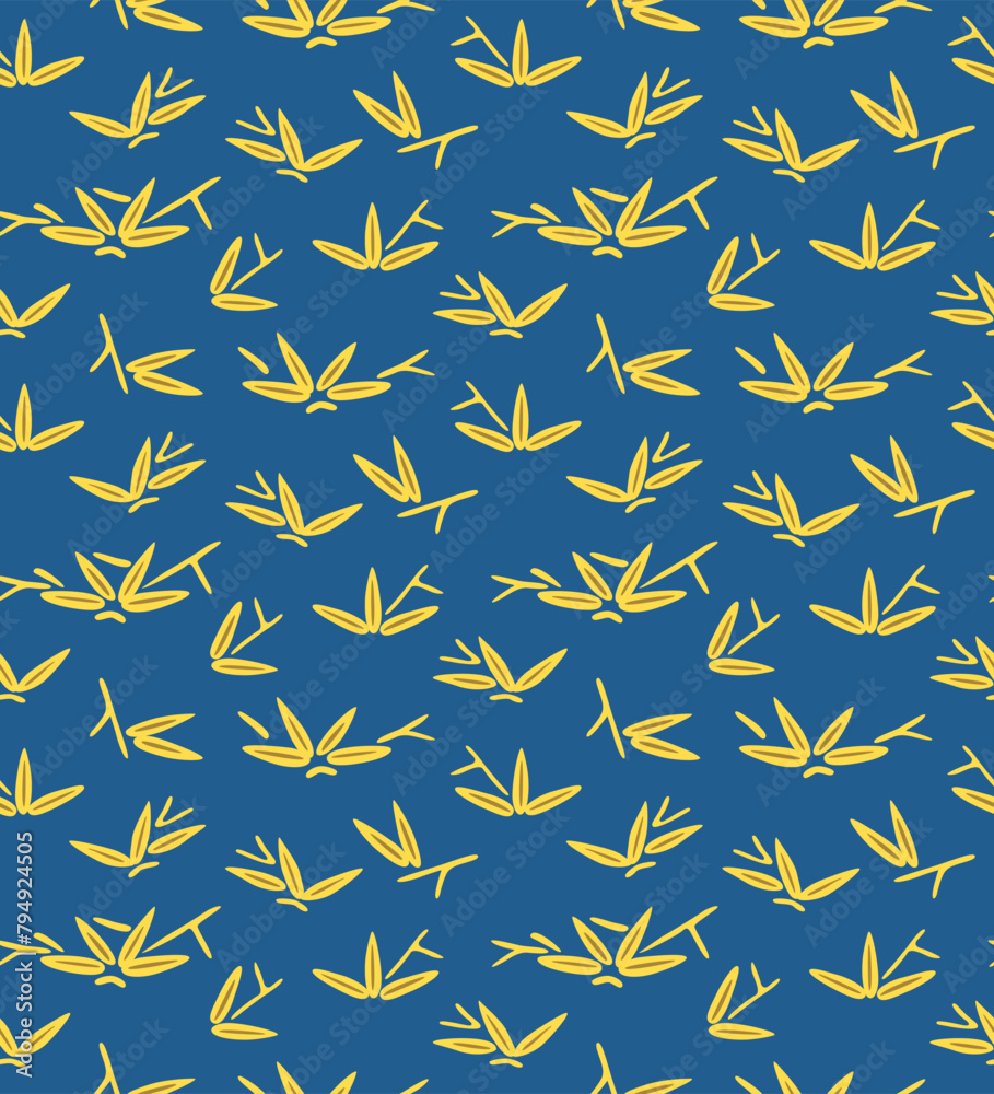Japanese Bamboo Leaf Motif Vector Seamless Pattern