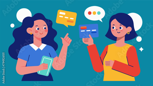 A woman holds up two credit cards one with a high interest rate and one with a lower rate as she explains to her friend why its important to