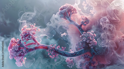 Alveoli and Respiratory Diseases Illustration Depict photo