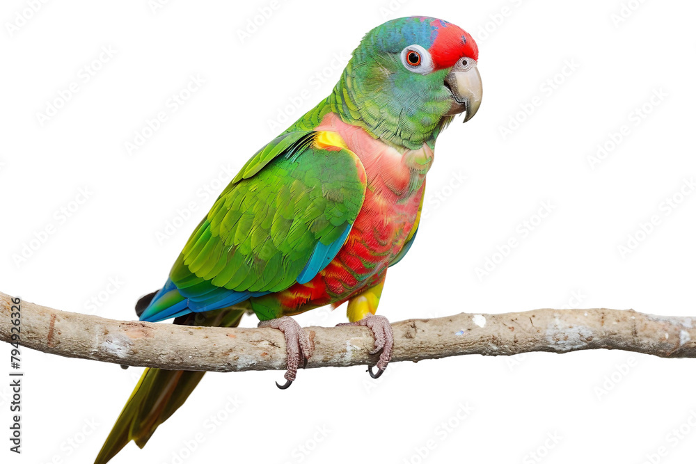 Parrot Perched On Transparent Background.