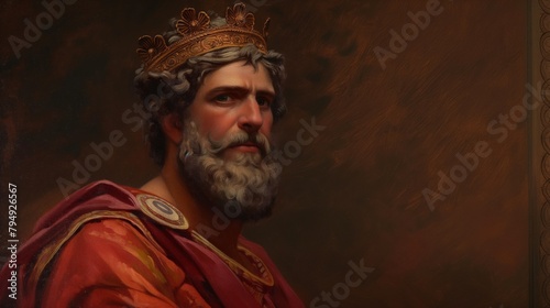 Portrait of young Herod the Great Jewish king with crown oil painting monarch in bible photo