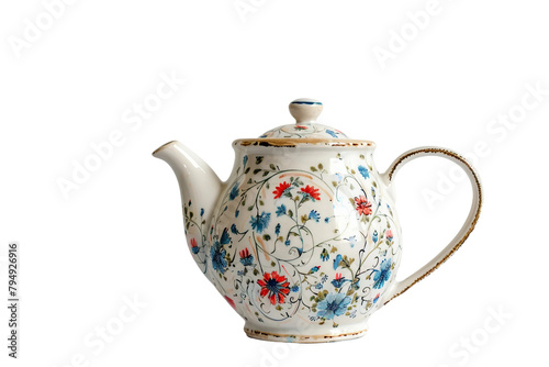 Porcelain Teapot On Transparent Background.