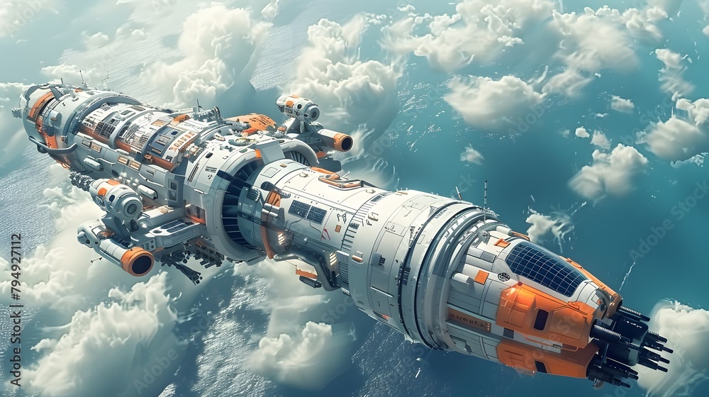 The state-of-the-art spaceship holds planes, warships, tanks, and crews. The state-of-the-art spaceship holds planes, warships, tanks, and crews.