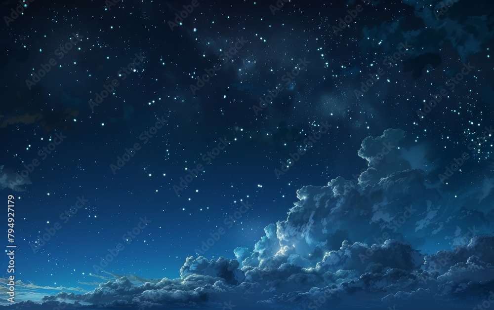 A starry night sky with a few clouds A starry night sky with a few clouds