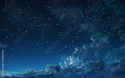 A starry night sky with a few clouds