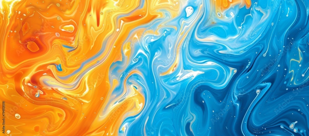 Abstract fluid art background with blue