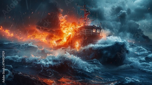 Dramatic rescue operation at sea: Coast guard crew battles fiery storm to save a ship