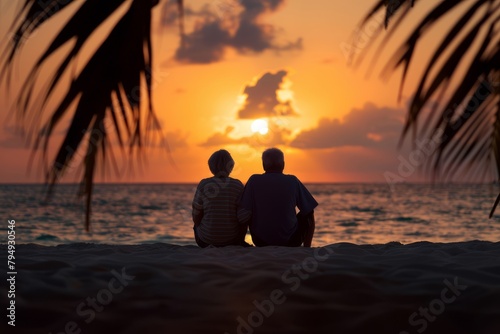 senior couple enjoying their retirement on a tropical beach