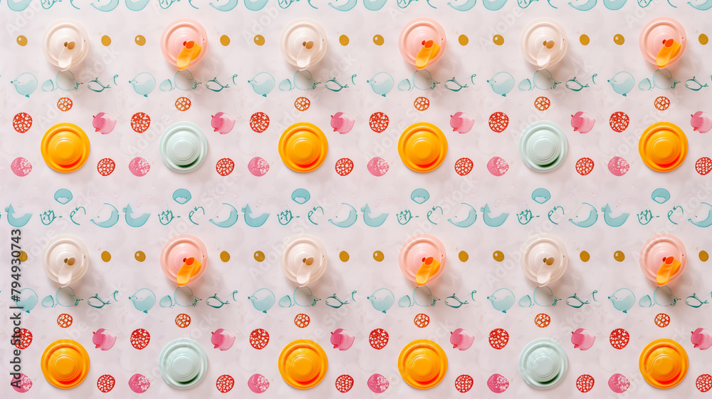 A pattern of orange and yellow buttons are arranged in a grid. The buttons are all the same size and shape, and they are all facing the same direction. Scene is cheerful and playful A pattern of orange and yellow buttons are arranged in a grid. The buttons are all the same size and shape, and they are all facing the same direction. Scene is cheerful and playful