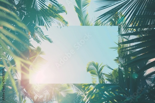 Sunlit Tropical Foliage and Blank Space
