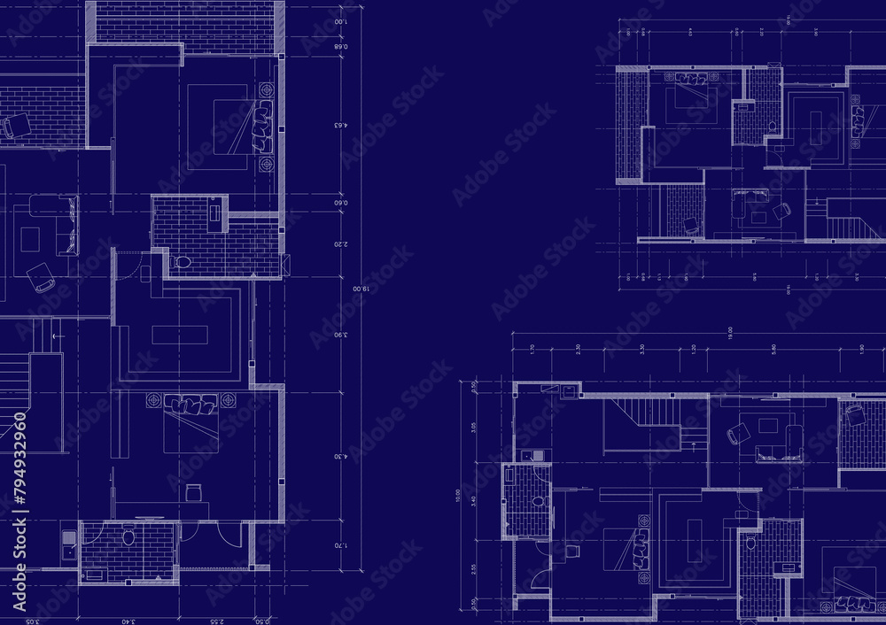 Floor plan designed building on the drawing. Floor plan designed building on the drawing.