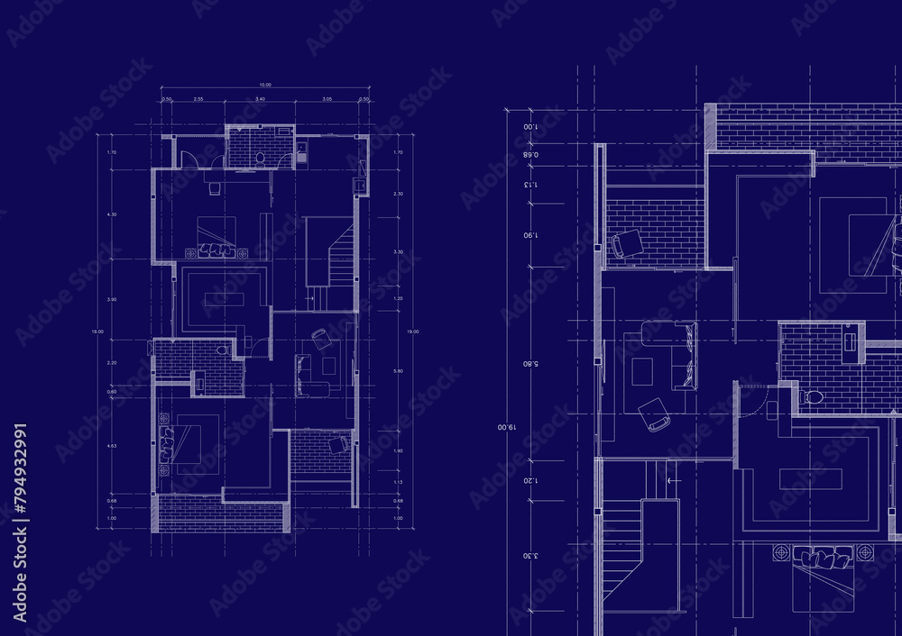 Floor plan designed building on the drawing.