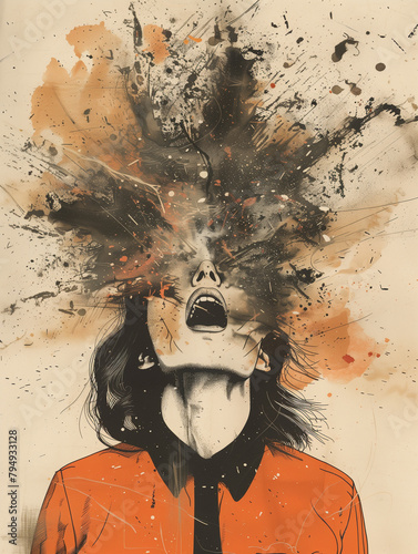 Woman with a explosion in her head