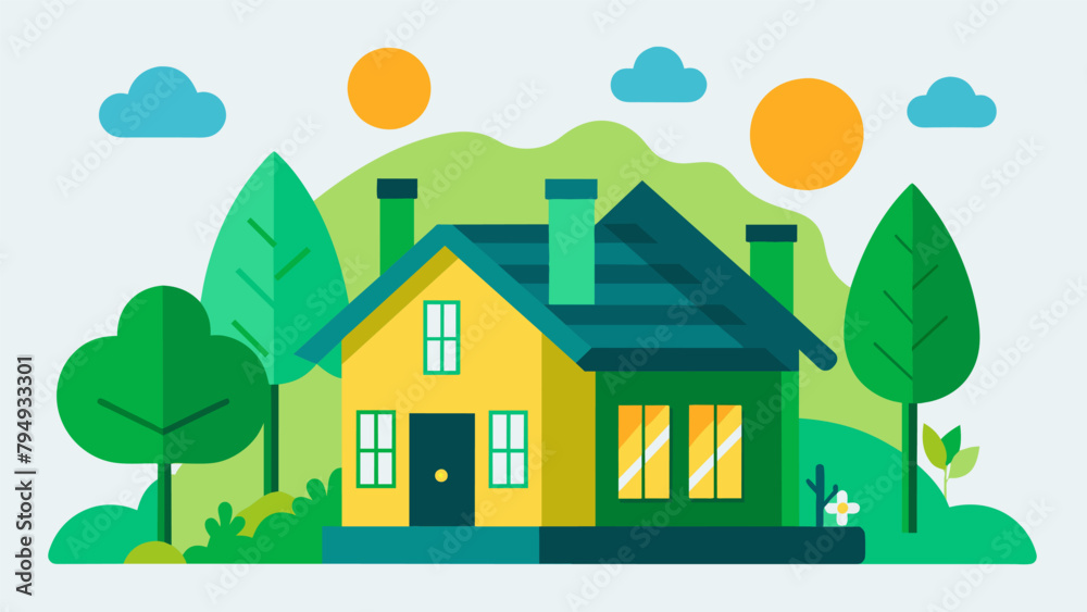 An illustration of a home with energy efficient features and the phrase Making green homes a reality with green financing An illustration of a home with energy efficient features and the phrase Making green homes a reality with green financing