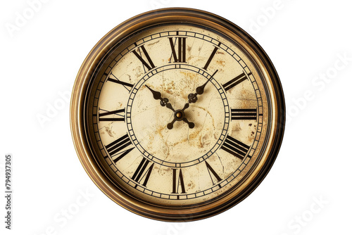 Traditional Wall Clock Timekeeping Essential on Transparent Background