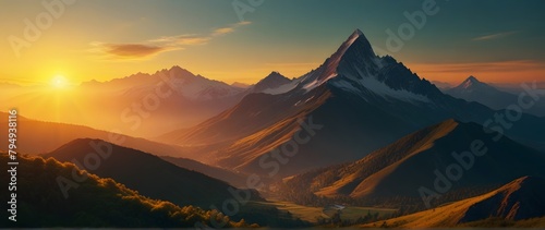 sunset over the mountains  ai generated
