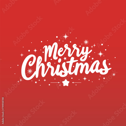 Merry Christmas lettering on red background