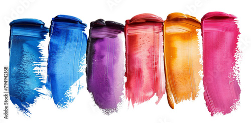 Vivid brush strokes of paint isolated on transparent background