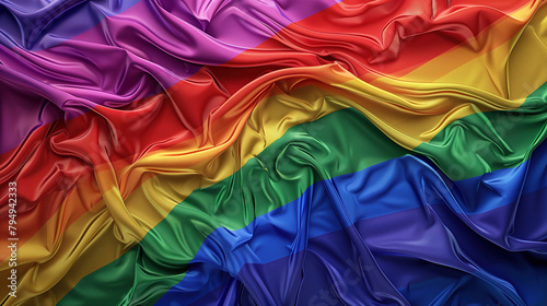 Vibrant Rainbow Pride Flag Rippling in the Breeze Celebrating LGBT Diversity