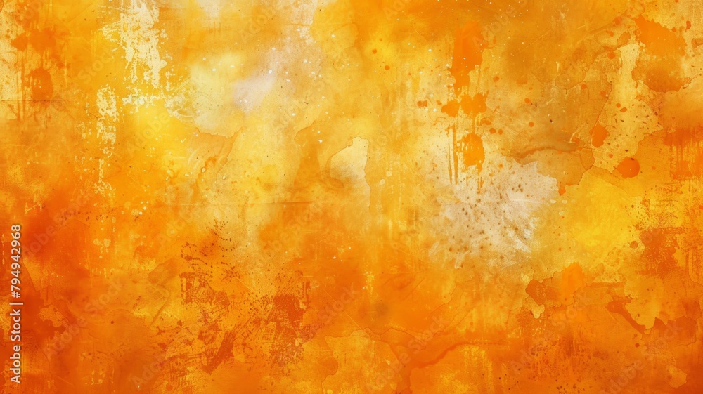 Abstract vibrant yellow and orange texture - This image displays a beautiful abstract texture in vibrant yellow and orange hues with paint splashes