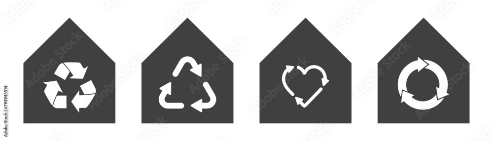 Recycling house icon on white background