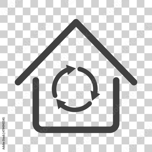 Recycling house icon on white background