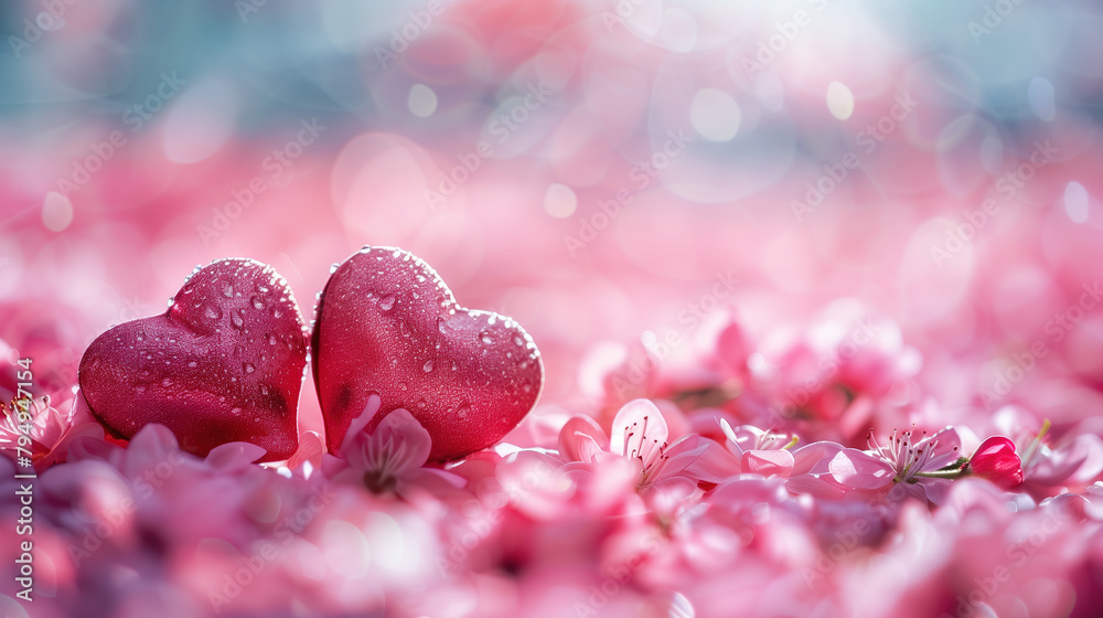 Hearts Resting on Field of Flowers Hearts Resting on Field of Flowers