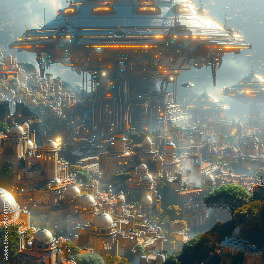 Futuristic AI Cityscape: Imagine a bustling city of the future where AI ...