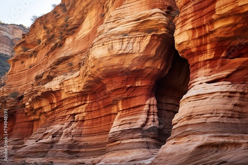 Ancient Canyon Rock Gradients: Striated Cliff Faces Majesty