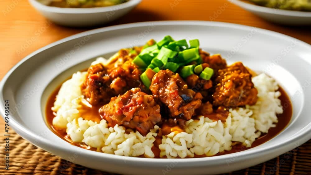 Delicious Asian cuisine with rice and stirfried beef Delicious Asian cuisine with rice and stirfried beef