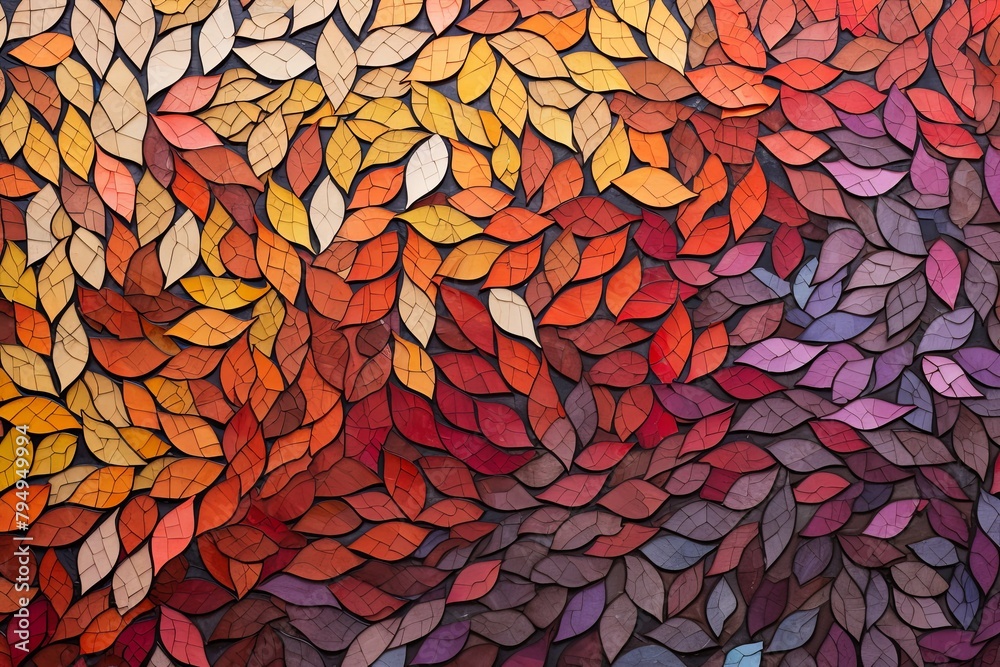 Autumn Leaf Mosaic: Stunning Gradient Colors of Fallen Leaves