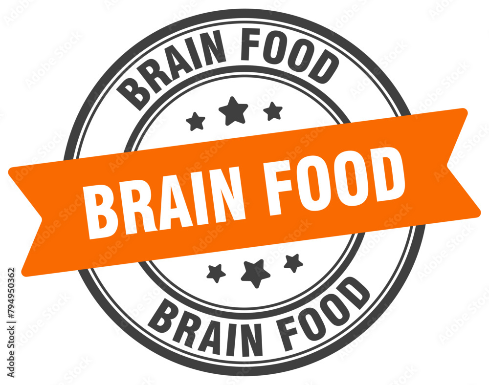 brain food stamp. brain food label on transparent background. round sign
