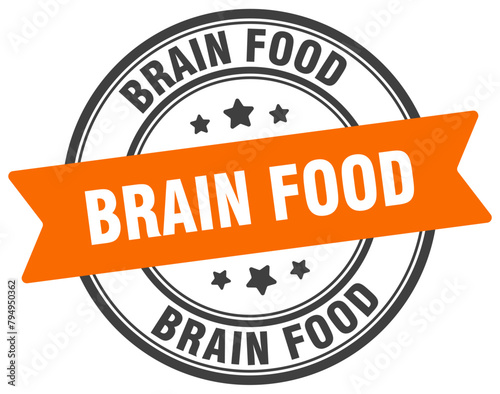 brain food stamp. brain food label on transparent background. round sign