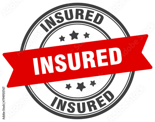 insured stamp. insured label on transparent background. round sign