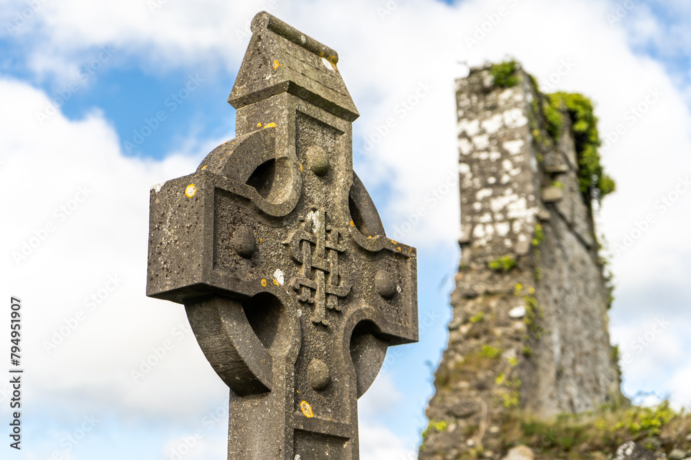 Irish Celtic cross with relief ornament Irish Celtic cross with relief ornament