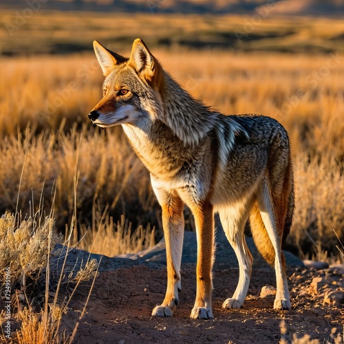 In the vast expanse of the wilderness, a sleek coyote prowls silently through the grass, its keen senses attuned to the rhythms of the natural world. © Shahriyar