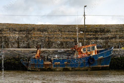 River mouth in Ireland - seascape with old boats