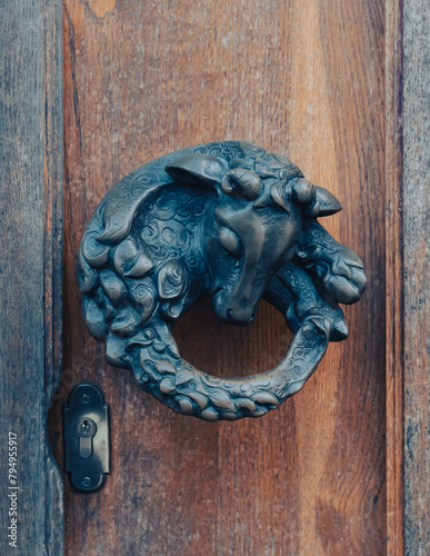 Creative metal door knocker with sheep or ram