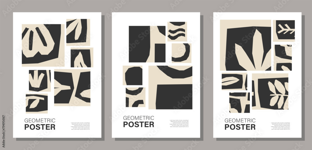 Set of minimalst wall art poster with abstract composition Set of minimalst wall art poster with abstract composition