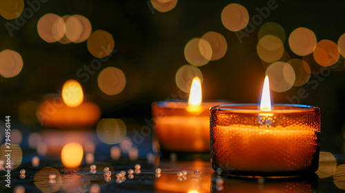 Tranquil candlelight in darkness, symbolizing peace, meditation, and celebration