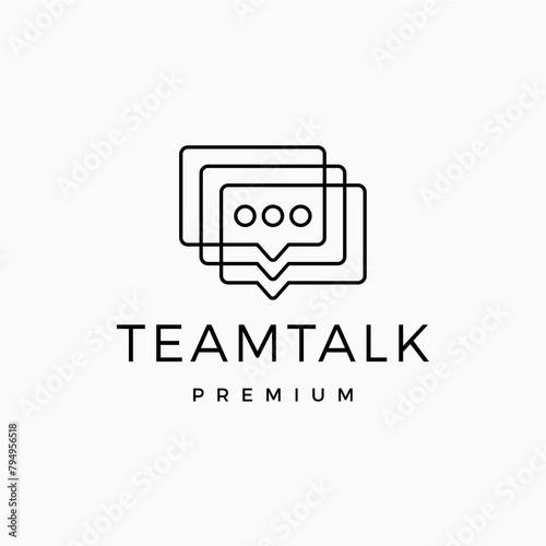 Chat People Talk Bubble Diversity Social Outline Logo Vector icon illustration
