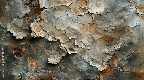 Close up of the aged plastered wall