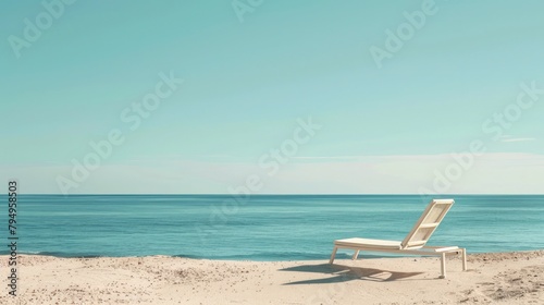 Summer holiday concept. Sunbed with umbrella on the beach, terrace, in the hotel. Advertising background. © Jools_art
