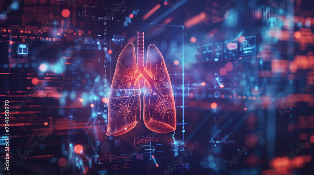 Futuristic Visualization of Human Lungs with Digital Interface and Data Futuristic Visualization of Human Lungs with Digital Interface and Data